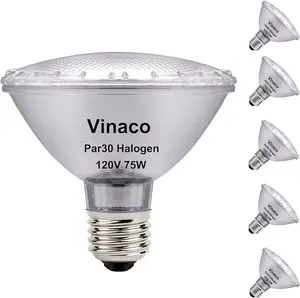Vinaco PAR30 Short neck 75W, 6 packs high output PAR30 Halogen floodlight warm white 2800K, long-lasting PAR30 dimming bulb 120V, E26 base