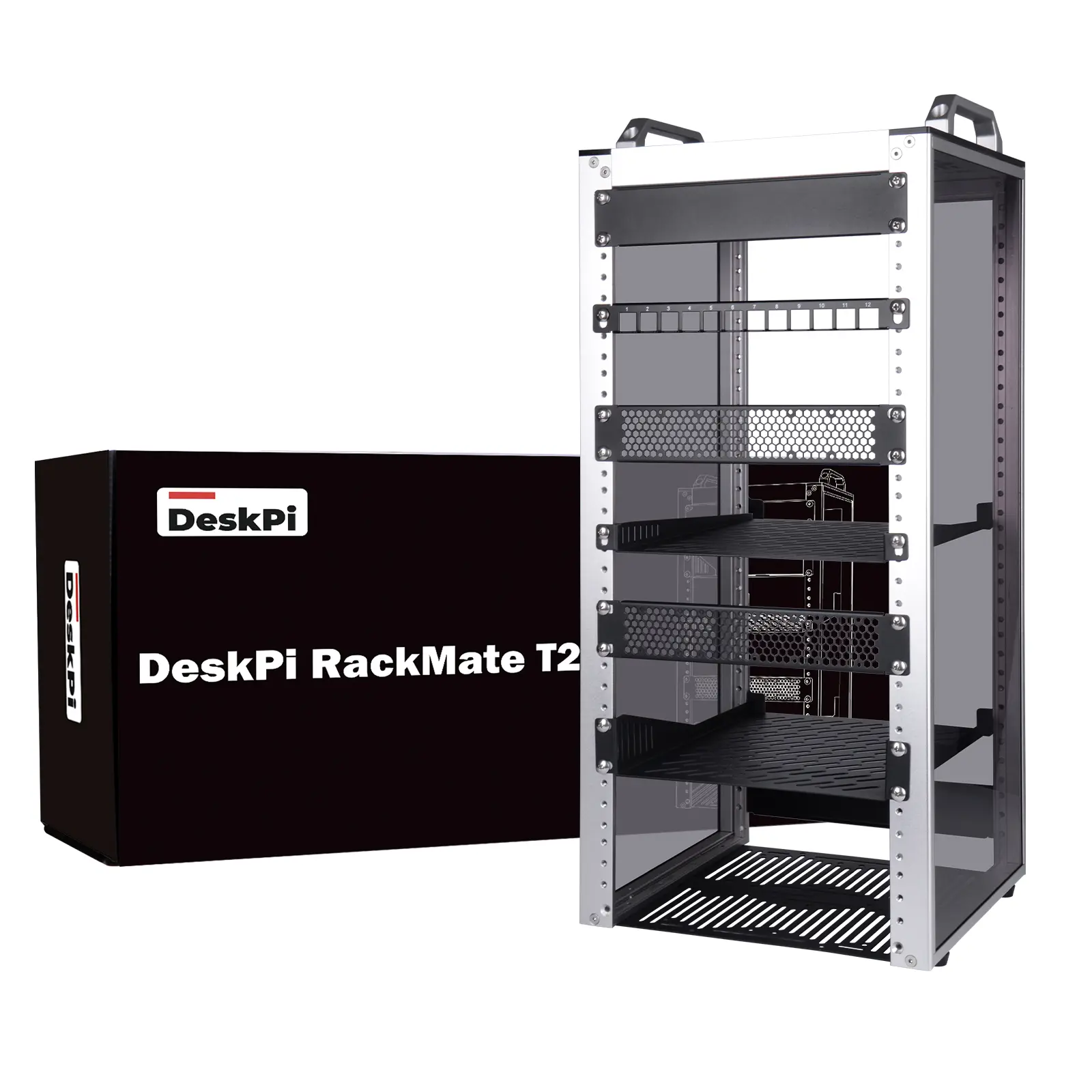 52Pi 12U Server Cabinet, 10 inch Server Rack for Network, Servers, Audio, and Video Equipment, DeskPi RackMate T2 Rackmount