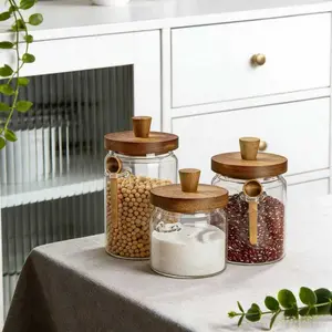 3-Pack Glass Coffee Jars & Storage Jars | Airtight Canisters for Kitchen Organization (Coffee Beans/Tea/Nuts) | Nordic Minimalist Decor