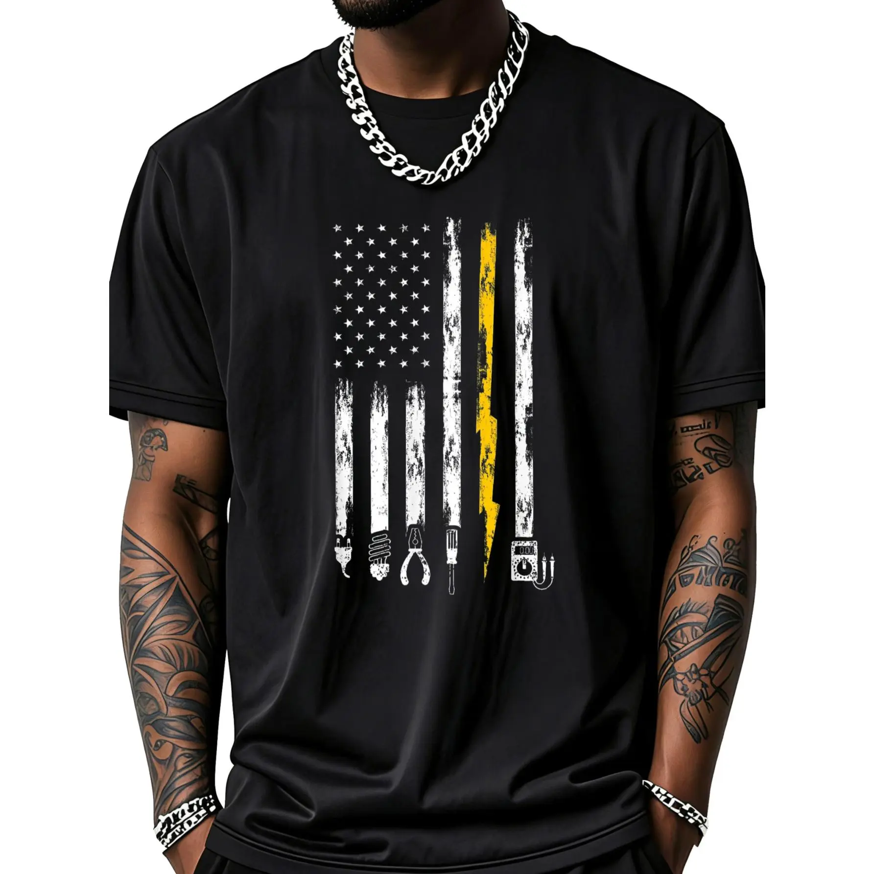 Electrician US Flag Tools for Electricians T-Shirt