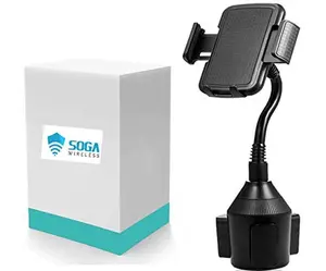 SOGA Universal Cup Holder Phone Mount Adjustable Gooseneck Cradle Car Mount for Cell Phone iPhone Samsung Nokia LG