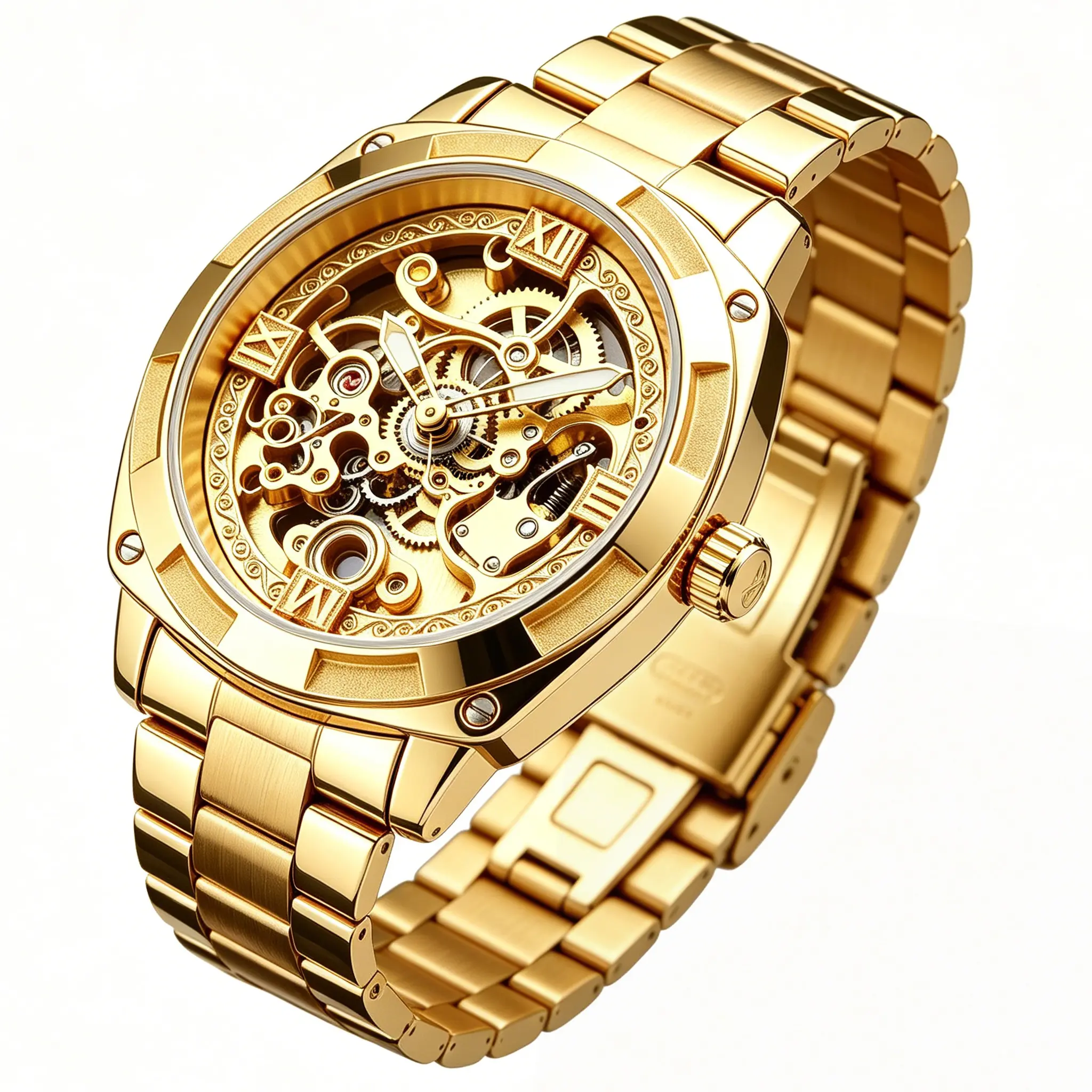 Fashion Mechanical Men's Watch - Gear-Driven Casual Mechanical Watch, Stainless Steel Band, Pointer Display, Round Case, Battery-Free, Father's Day Gift Choice, Father's Day Gifts, Casual Mechanical Watches sohochic