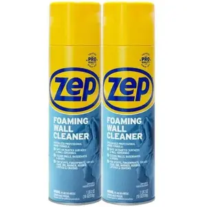 Zep Wall Cleaner Foam 18 oz (2 Pack). Household, Heavy Duty Foaming Wall Cleaner, Thick Clinging Foam Lifts Scuffs & Grime, ZEP No-Scrub Formula for Painted Walls & Surfaces, Simply Spray Wipe and Done, Safe on Finishes Leaves No Residue