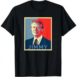 Jimmy Carter Portrait Art T-Shirt   Short black T-shirt