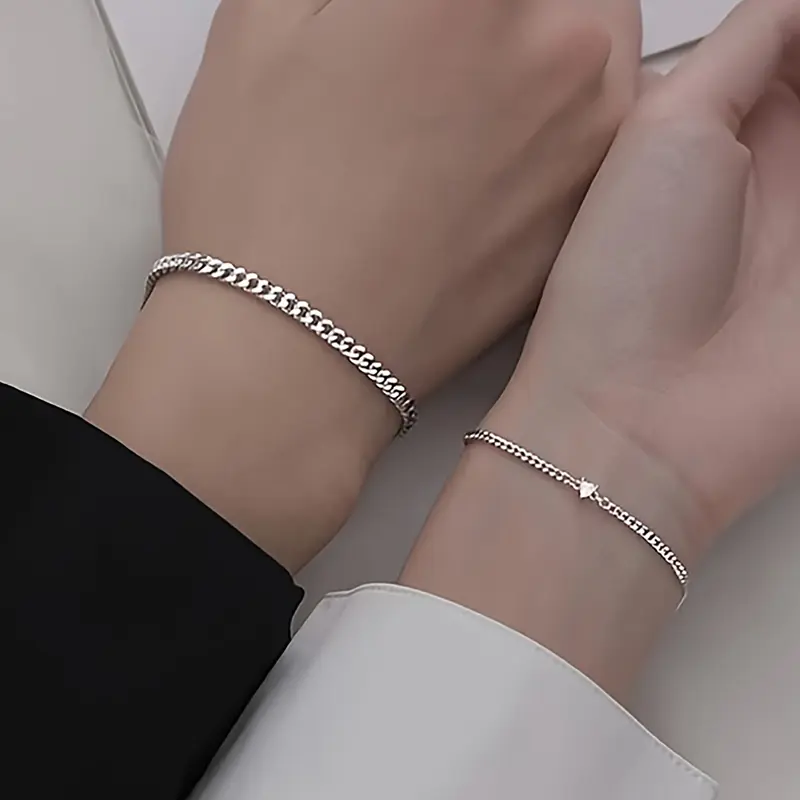 Stainless Steel Couple Bracelets Set, Bracelet for Couples, High Quality Bracelet, Fashion Matching Bracelet, Matching Heart Bracelets, Unisex Love Jewelry Gift for Him or Her, Romantic Anniversary Travel Daily Accessories, Bracelet Sets
