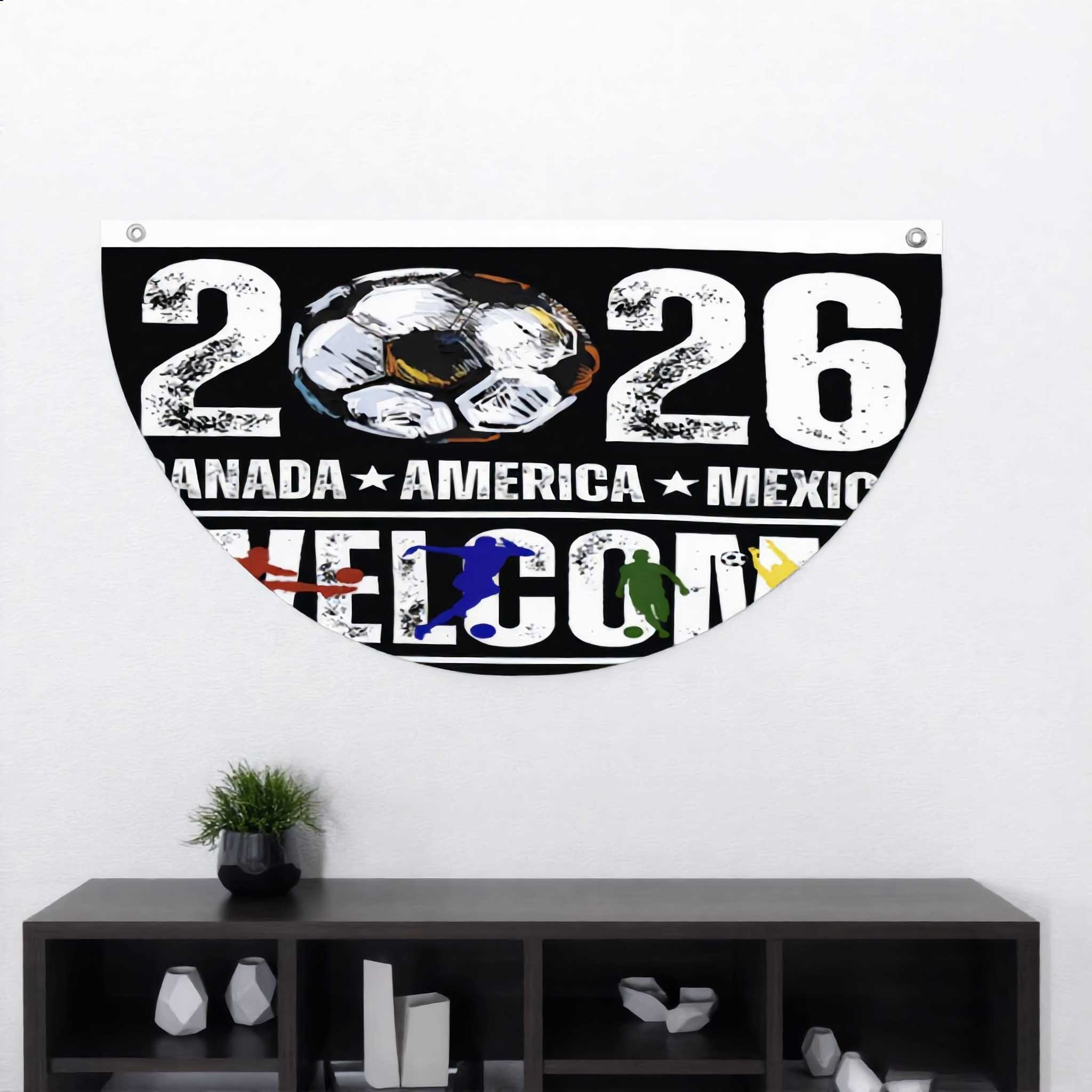 2026 World Cup USA Canada Mexico Flag, Christmas Decoration, 2D Flat Print, Soccer Hanging Banne