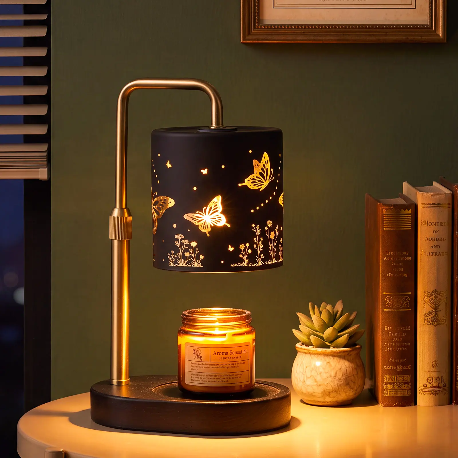 Candle Warmer Lamp, Butterfly Design Candle Warmer, Height Adjustable with Timer, 2 Bulbs Included, Flameless Fragrance Lamp for Home Bedroom Decor, Ideal Gift for Mom Birthday