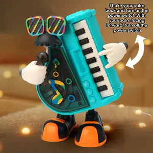 Electric Dancing Piano – Cartoon robot musical toy, Multifunction, with bright lights, dynamic music, sways, makes real piano sounds, has pressable keys for babies, fun for 3+, perfect Christmas musical gift for kids