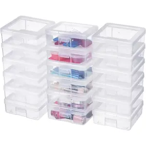 Plastic Storage Box Clear 18 Pack Stackable Storage Bins with Latching Lids Storage to Organize LegoCrayon Pencil and Other Small Product Clear