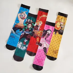 Halloween Demon Slayer Anime Socks | Trendy Mid-Calf Cartoon Socks, Featuring Tanjiro, Nezuko, Inosuke & Kyojuro Prints