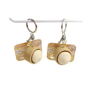 Cute Food Shaped Squishy Keychain - Mini Steamed Bun Fidget Toy, Portable Stress Relief Squeeze Toy, Novelty Bag Charm Gift