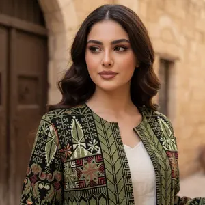 Olive Heritage Tatreez Jacket – Hand-Style Embroidered Palestinian Outerwear