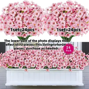 24 Peach Color Artificial Faux Bougainvillea Flower Bunches, Outdoor & Indoor Decorative Faux Plants, Perfect for Garden, Porch, Window Boxes, Weddings, Plastic floral plant, Artificial Flowers