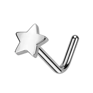 L Shaped Star Nose Ring Stud Jewelry For Male or Female Daily Wear