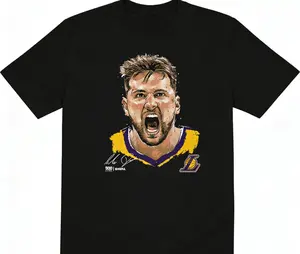 Dončić Los Angeles Lakers Top — Luka Dončić Los Angeles Lakers "The Scream" Theme Top (Officially Licensed #77 T-Shirt) — "LUKA – THE DON – The Godfather of Basketball" V-Neck T-Shirt — Dončić Los Angeles Lakers Top