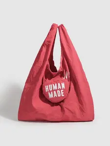 Japanese Style Heart Foldable Tote Bag, Water Wash Cotton Shopping Bag, Multi-Color Letter Print Eco-Friendly Bag, Portable Grocery Bag, Reusable Bags