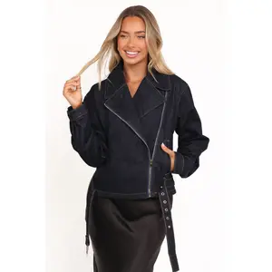Mira Denim Moto Jacket - Dark Indigo