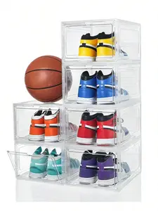 6/12-Pack CLEAR Stackable Shoe Boxes | Drop-Front Sneaker Storage & Display Case | Fits Up to US Men's Size 13 | Perfect Closet Organizer