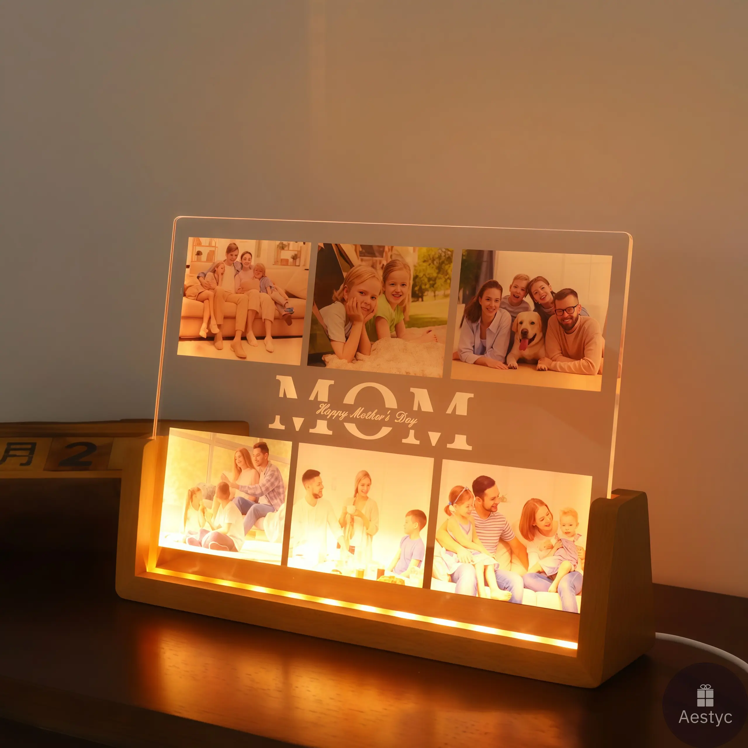 Custom Picture Frame Christmas Gift for Mom Personalized Photo Bedroom Night Light Mother in Law Gift Mother's Day Mother and Daughter Birthday Gifts desktop decoration