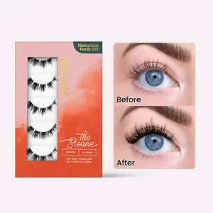 FlutterHabit Family Edit - The Sloane Cat Eye Style Cluster Lashes DIY Lash Extensions 4-16mm Natural Look False Eyelashes 5 Pair Set CC Curl Long Wear Underlash Application