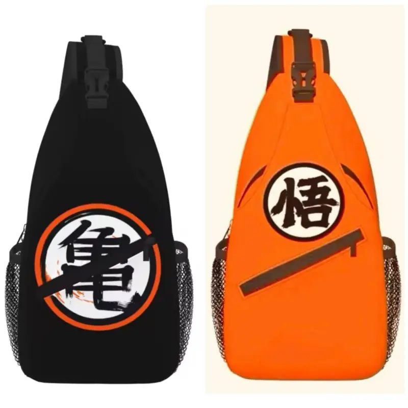 Dragon B@LL Crossbody Chest Bags with Multiple Pockets Anime Manga Shoulder Bag Backpack for Traveling Sports and Adult Teens Unisex Back to School - Orange Gi Symbol Outfit Clothes Kanji Logo Cosplay