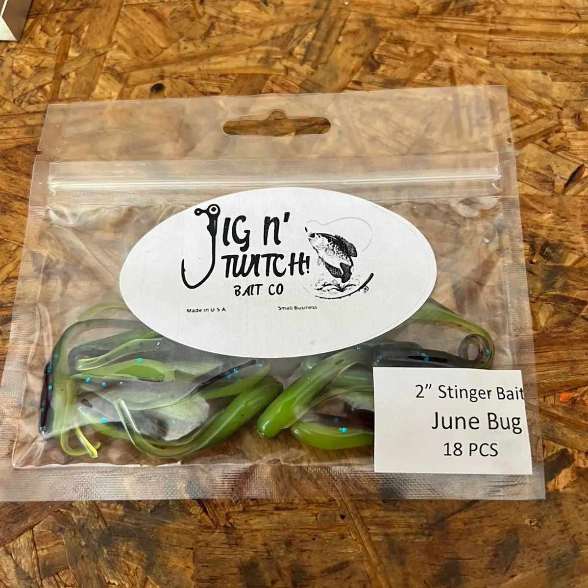 2” stinger tail shad June bug
