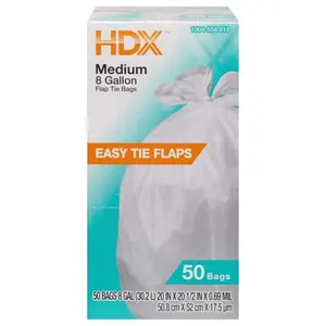 8 Gallon White Medium Trash Bag (50-Count)