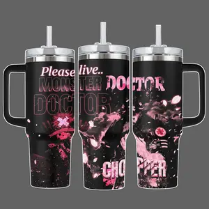Chopper “Please Live Doctor” Monster Form  Anime Stainless Steel Insulated OPiece Tumbler 20oz 40oz With Handle & Straw Lid Full Wrap Emotional Dark Design