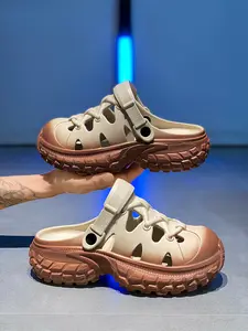 Unisex Hollow Breathable Platform Slides | Elastic Cushion Sole | Adjustable Heel Strap | Anti-Slip Wear-Resistant | Home, Beach & Street