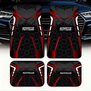 4pcs Universal Car Floor Mats, Automotive Mats, Thickened Print Sport Design, Fits Most Cars, Tesla Mdy, Suvs, Elegant Interior Decor, Halloween Christmas Gift