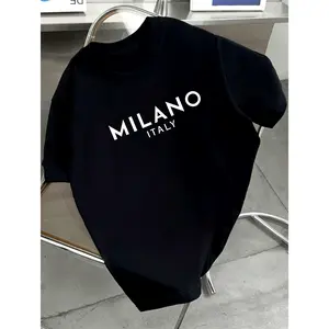 Milan Letter Pattern, Fashionable Boys' Short Sleeve