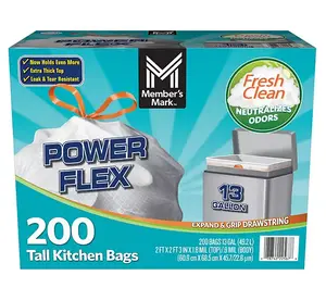 Power Flex 13-Gallon Tall Kitchen Trash Bags, Fresh Scent, 200 ct.