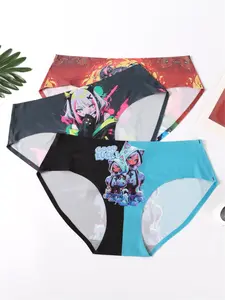 3-Pack Cute Anime Girl Cartoon Print Ice Silk Stretch Comfortable All-Season Panties, Breathable Seamless Women's Triangle Underwear
