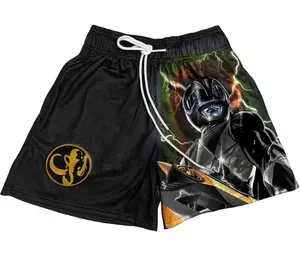 Mighty Morphin Power Ranger Black Gym Shorts Sport Knee Pants Basktetball Shorts Athletic Summer Shorts