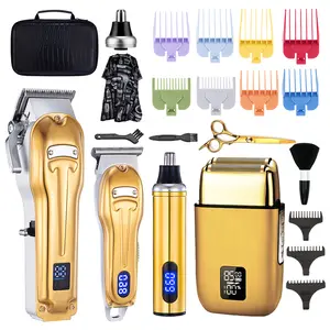 Professional Hair Clippers for Men Zero Gapped T-Blade Trimmer Cordless Nose Hair Trimmer Electric Foil Shaver Rechargeable Hair Grooming Set with LED Display cordless barber