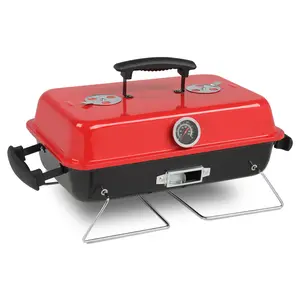 Sturdy Stainless Steel Portable Charcoal Grill - Tabletop Outdoor Barbecue Smoker with Rack and Handles, Small BBQ Grill for Backyard Camping (Sports & Outdoor Camping & Hiking Essential)