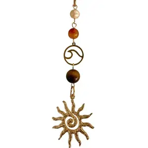 70s Boho Beachy Car Charm Enchanting Unique Car Accessory Cute Rearview Mirror Decoration for Women Gifts for Her Sun Beads Design