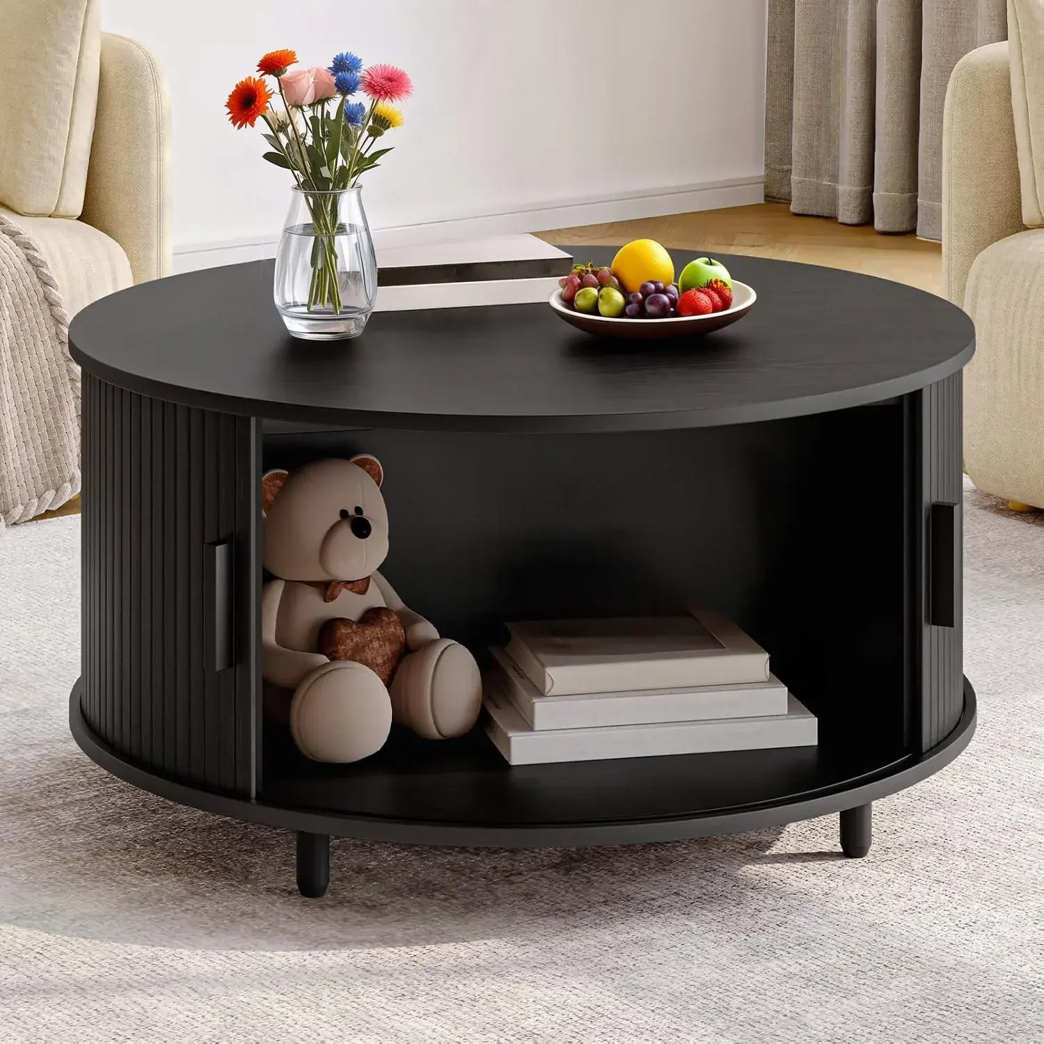 Rotating Coffee Table-Black