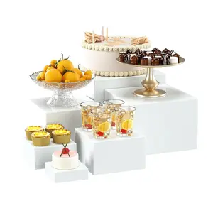 6 Pcs Clear Acrylic Boxes for Display as Buffet Risers and Stands, Food Risers for Party, Table, Stands, including 8", 7", 6", 5", 4", 3"