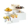 6-Piece Durable Lightweight Transparent Acrylic Display Boxes Set (3" to 8" Assorted Sizes) - Dessert Stand, Countertop Storage Organizer for Indoors Party Buffet Setup Food Risers