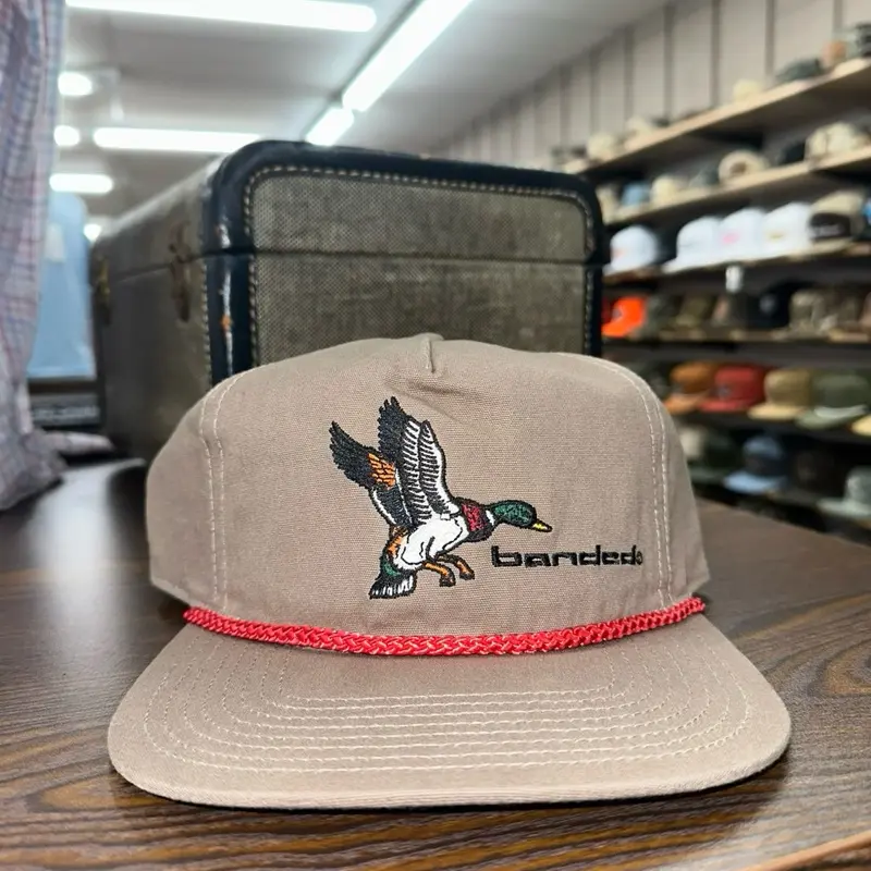Banded Mallard Rope Hat - Warm Gray / Red Rope