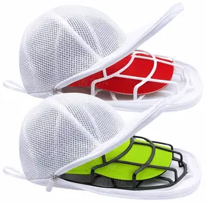 2 Pack Hat Washer Cage for Washing Machine - Baseball Cap Cleaner Rack, Ball Cap Washing, Dishwasher Safe, Perfect for Cleaning and Protecting Hats in Dishwasher, Laundry Accessory, Practical Gift Ideals(White and Black 2 Pack with Bags)