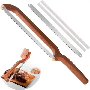Bread Knife for Homemade Bread Sourdough, Wooden Bread Bow Knife for Sourdough, Bread Slicer for Homemade Bread, Bread Saw, Sourdough Bread Cutter