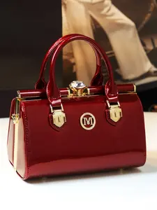 Elegant Matte Finish Handbag, Fashion Lock Closure Boston Bag, Vintage Style Commuter Crossbody Small Bag, Women's Stylish Shoulder Purse