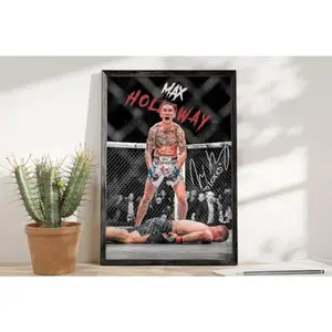 Max Holloway Ufc 300 Justin Gaethje | Iconic Moment| UFC MMA Fighter| Wall Decor| Poster Unframed | Poster Unframed