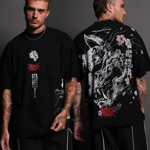 Bushido Kitsune Oversized Printed Top, Vintage Inspired Urban Clothing, Casual Everyday Activewear