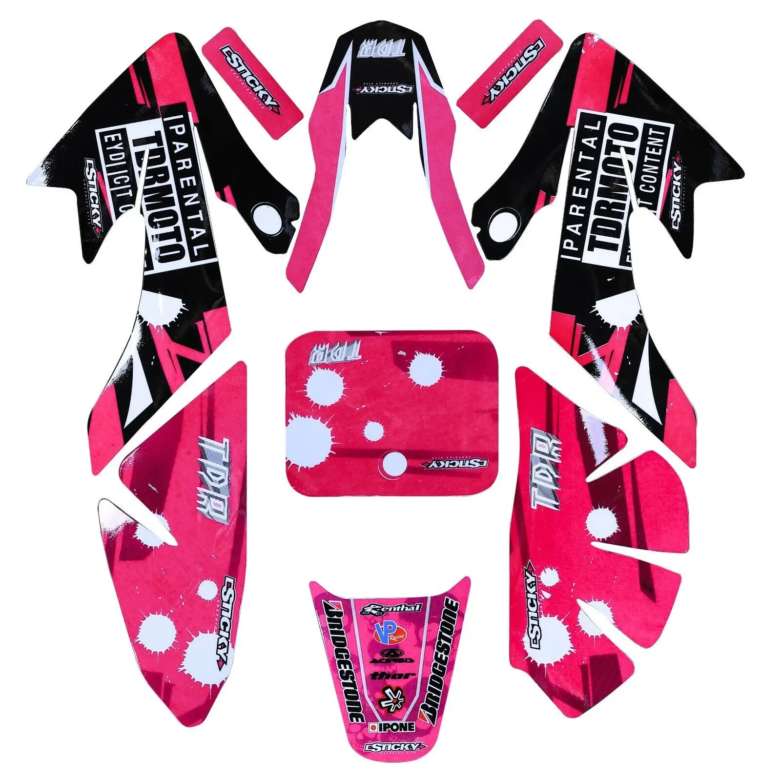 Pink Decals Emblems Stickers Graphics for Honda CRF50 XR50 Baja DR49 50-160cc Dirt Pit Bike