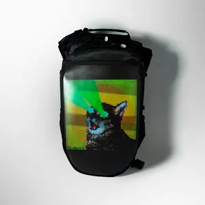 RaveRunner Black LED Hydration Pack with 7.5 x 7.5-inch Display, 2L Leak-Free Bladder, USB-C Battery, Anti-Theft Features & Modular Customization