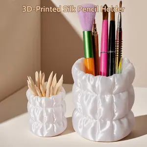 3D Silk Storage Tube: Crystal Drill Pen Holder & Makeup Brush Organizer, High Aesthetic Multi-Functional Desktop Cosmetic Tool