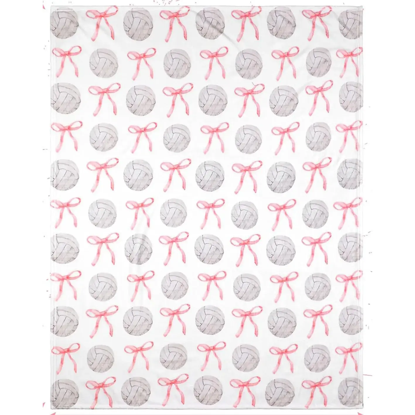 1pc Pink bow volleyball blanket, cute Christmas flannel volleyball blanket, soft and comfortable blanket, Blanket for couch, Decorative blanket, Bowknot design blanket, suitable for sofa bed decoration, gift, birthday present